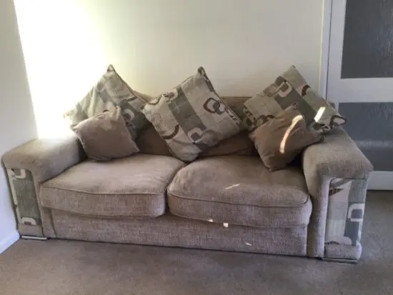 SCS Beige/Oatmeal 2 Seater Sofa plus 2 Chairs and matching footstool