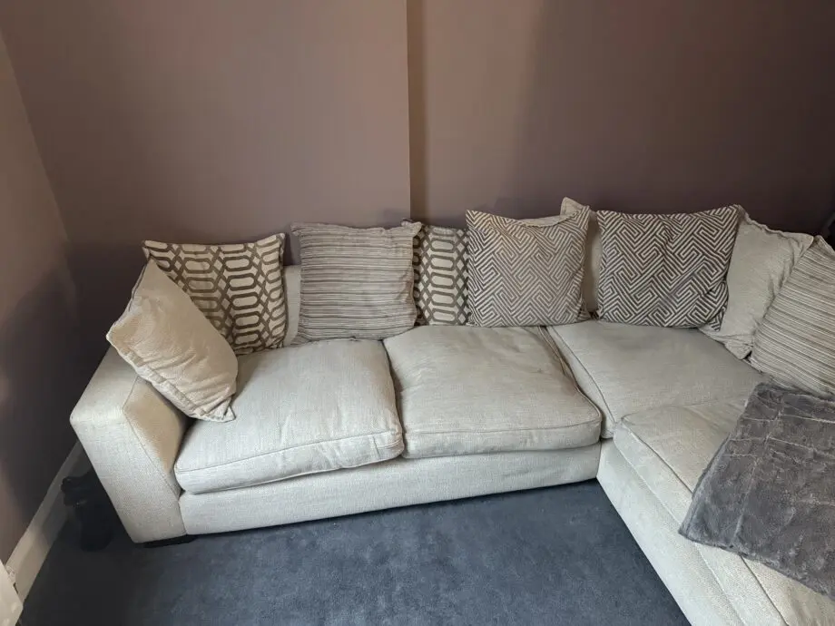 DFS cream L shaped sofa 4 seater