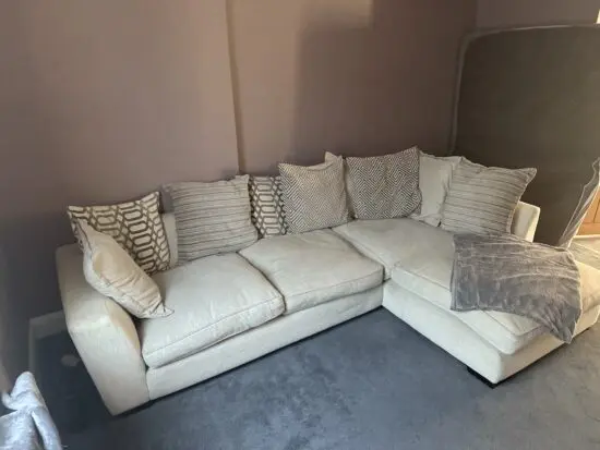 DFS cream L shaped sofa 4 seater