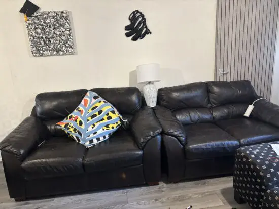 Dark brown leather sofas