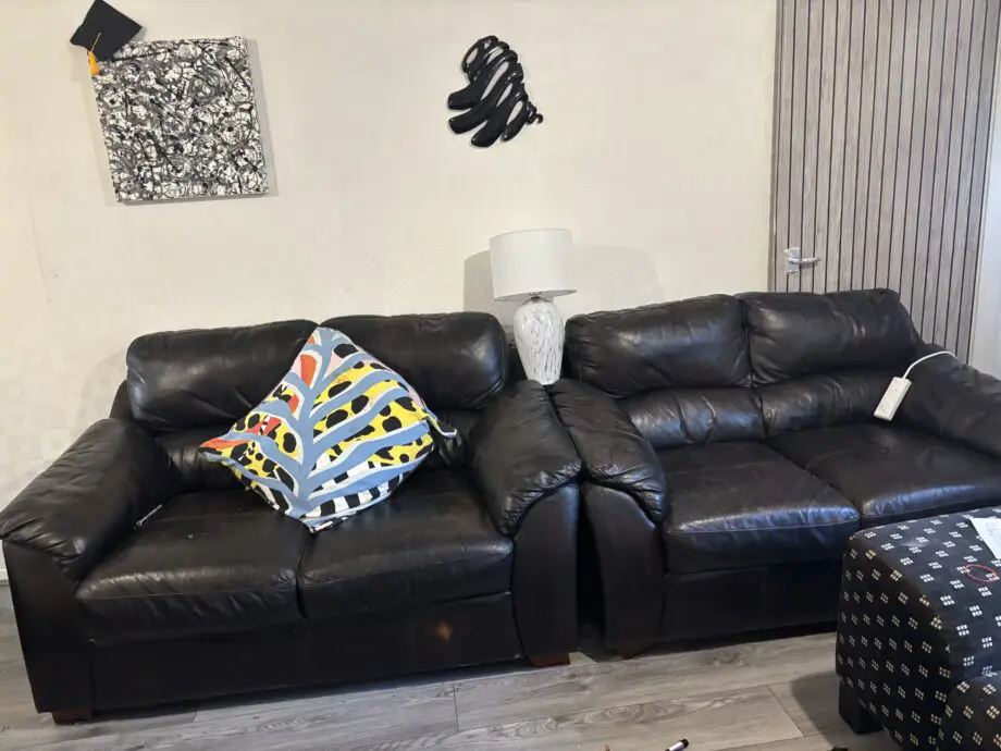 Dark brown leather sofas