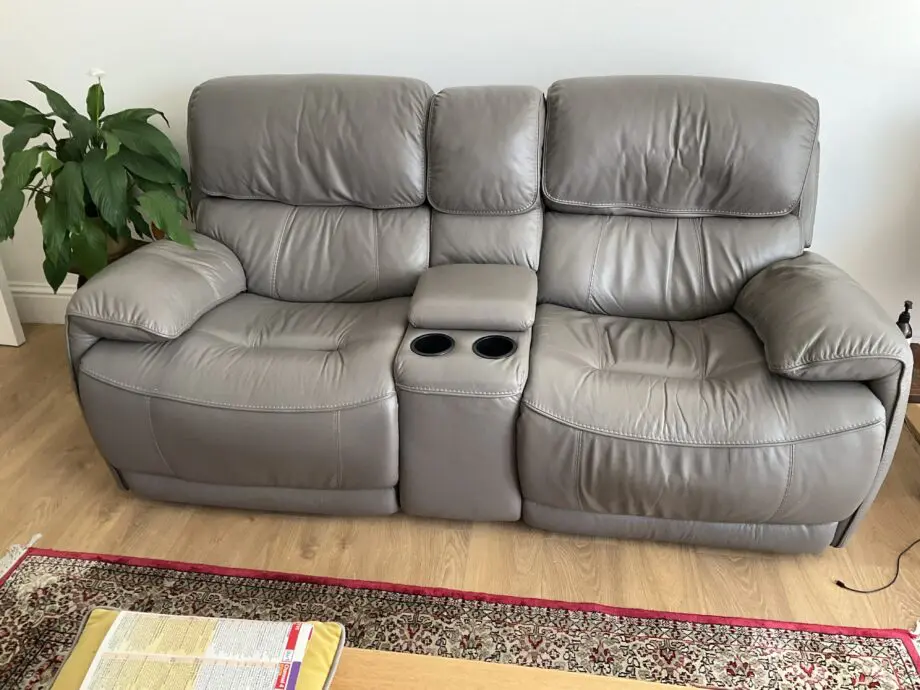 Rocco 2 seater Leather power recliner, grey