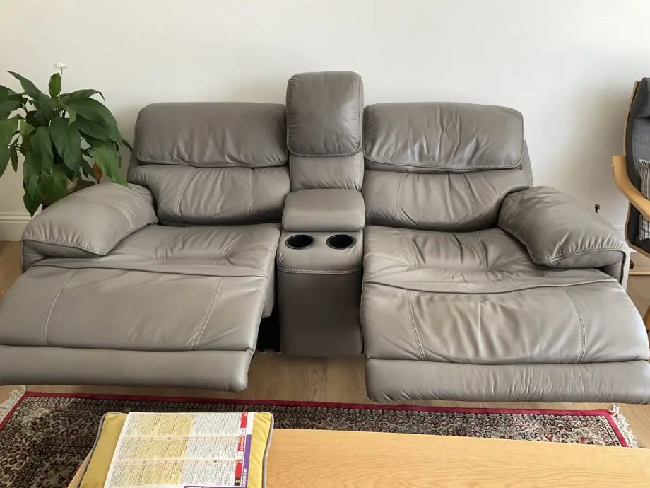 Rocco 2 seater Leather power recliner, grey