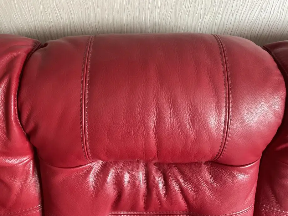 Red leather three seat power recliner