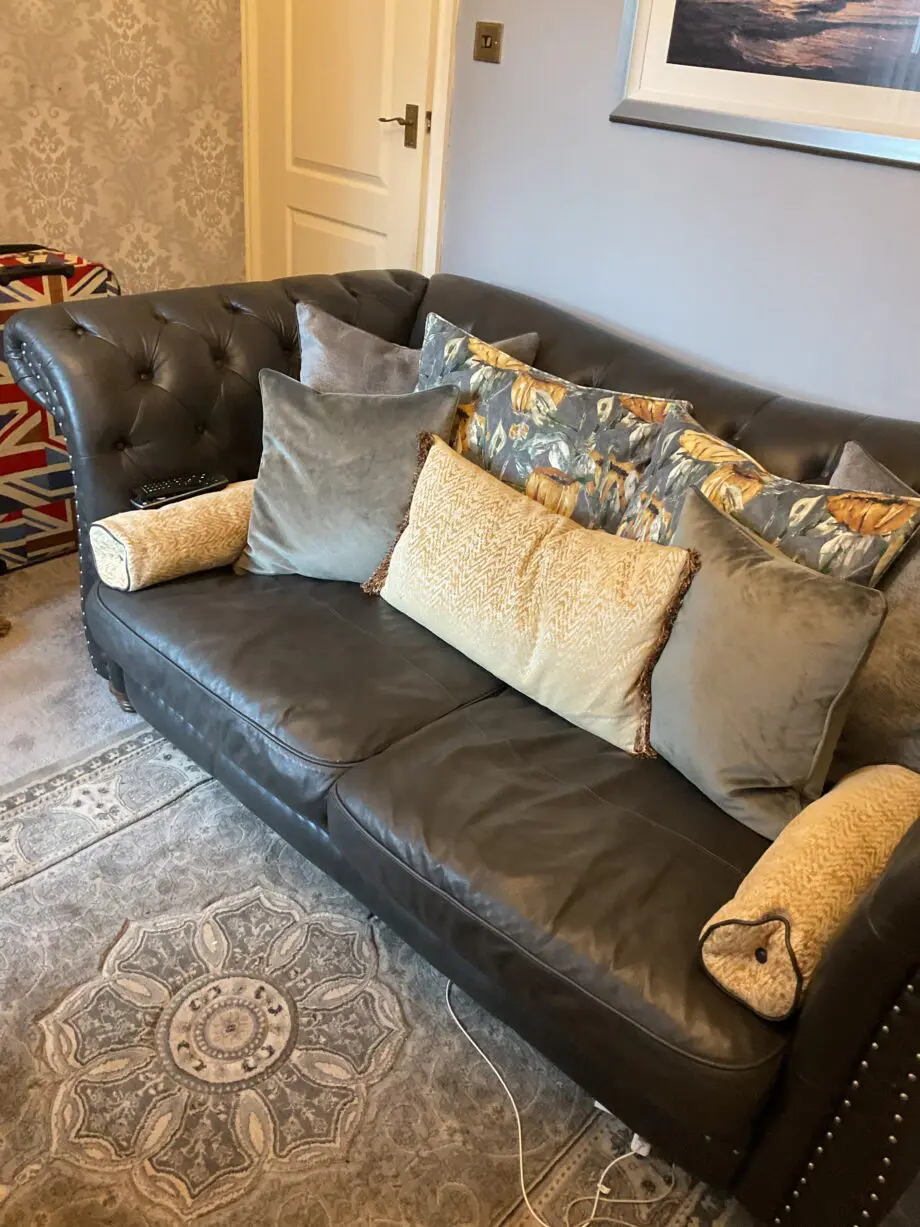 Sofology Persia all leather 3 and 2 seater in charcoal colour
