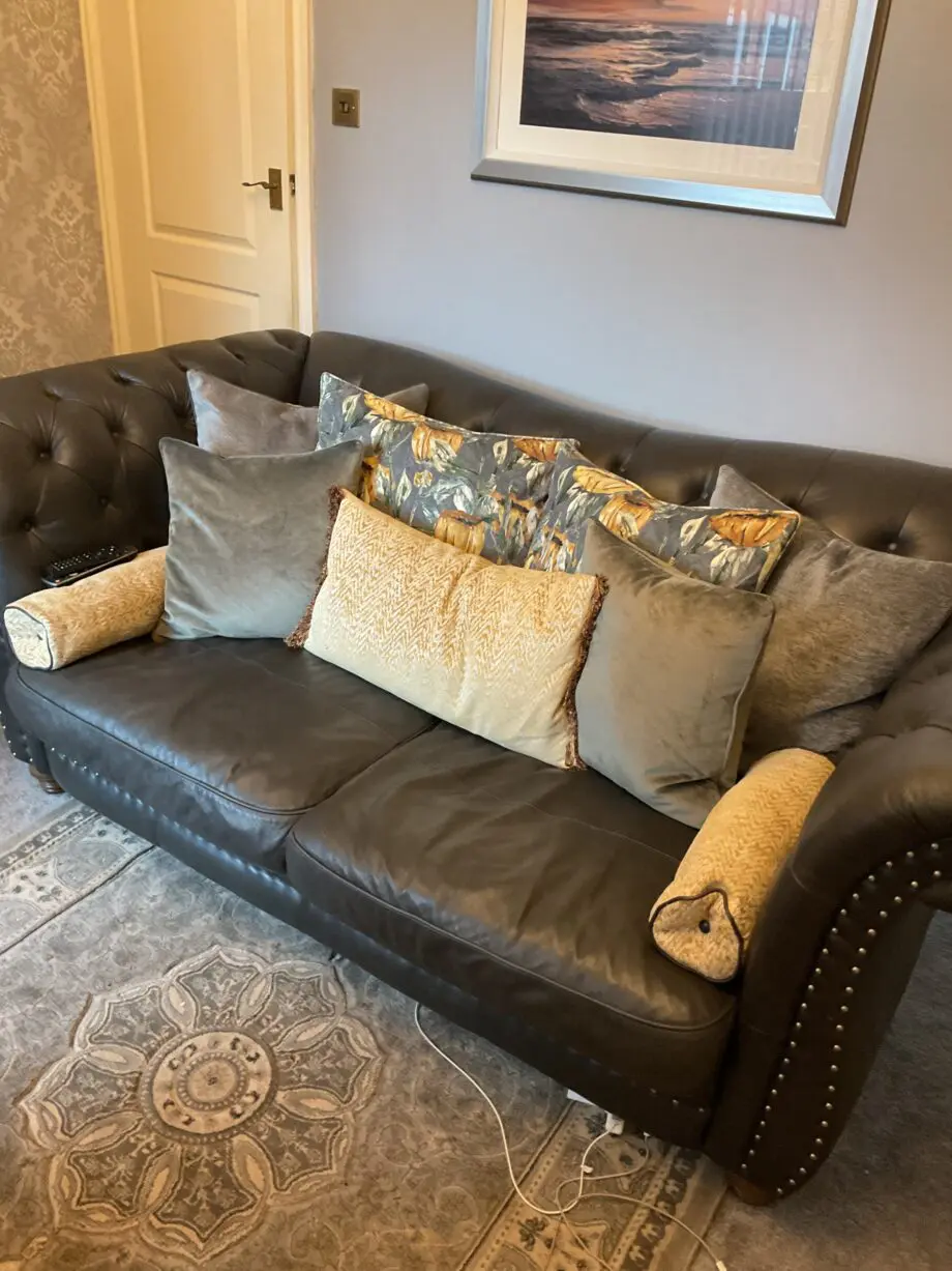 Sofology Persia all leather 3 and 2 seater in charcoal colour