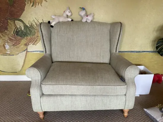 Light green fabric love seat