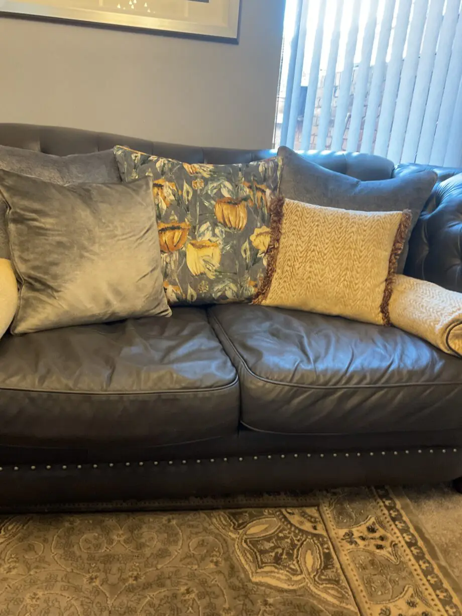 Sofology Persia all leather 3 and 2 seater in charcoal colour
