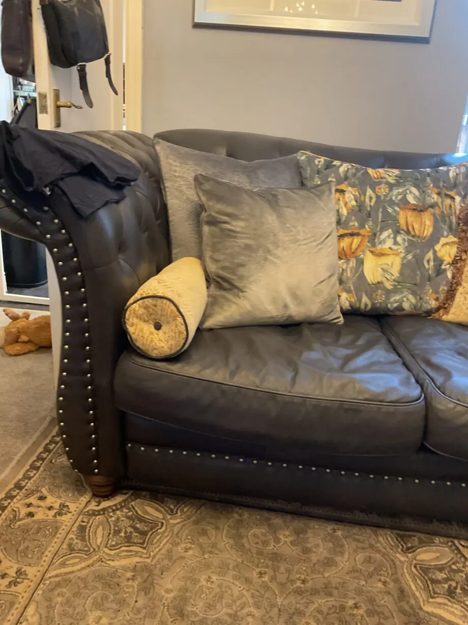 Sofology Persia all leather 3 and 2 seater in charcoal colour