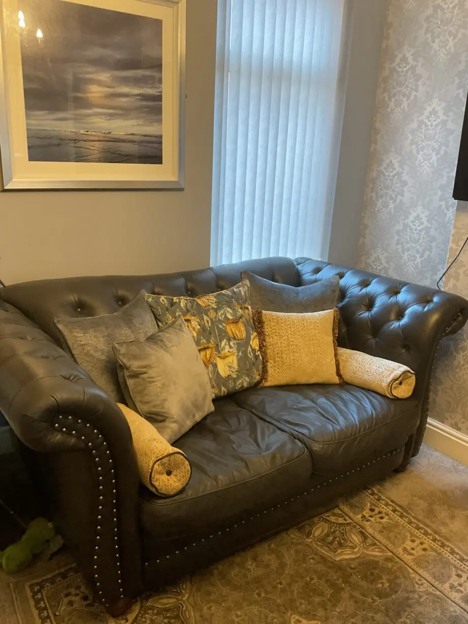 Sofology Persia all leather 3 and 2 seater in charcoal colour