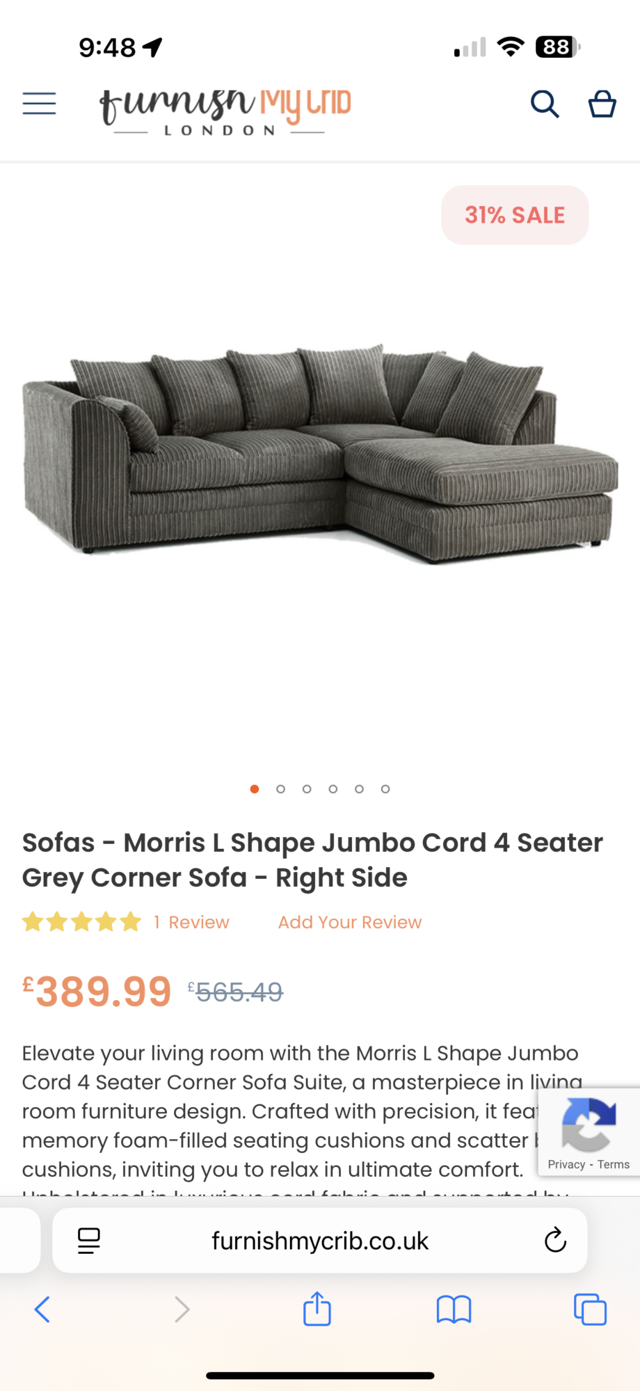 Grey Corner sofa