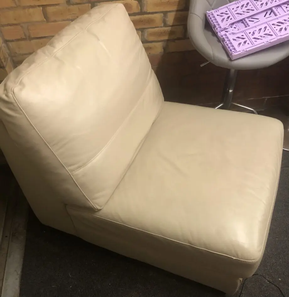 DFS Cream Leather One Seater Sofa Chair