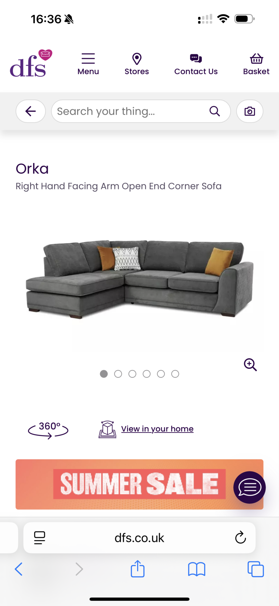 OOrka Right Hand Facing Arm Open End Corner Sofa
