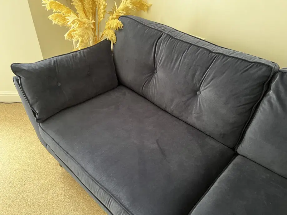 DFS Navy Velvet Zinc 3 Seater Sofa