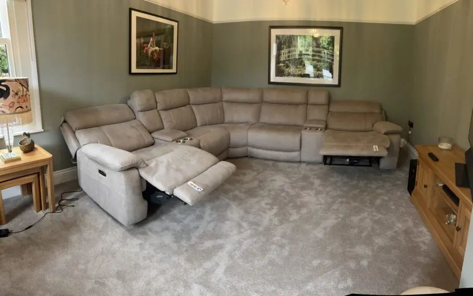 DFS Lucius option A power corner with two storage console , colour stone