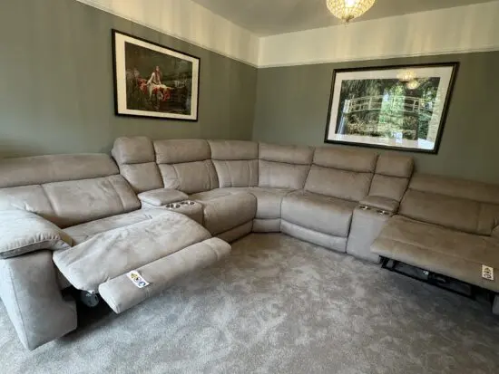 DFS Lucius option A power corner with two storage console , colour stone