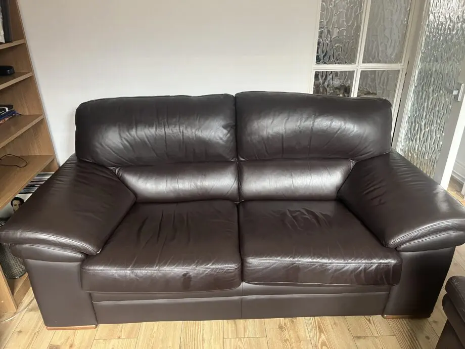Brown leather sofas