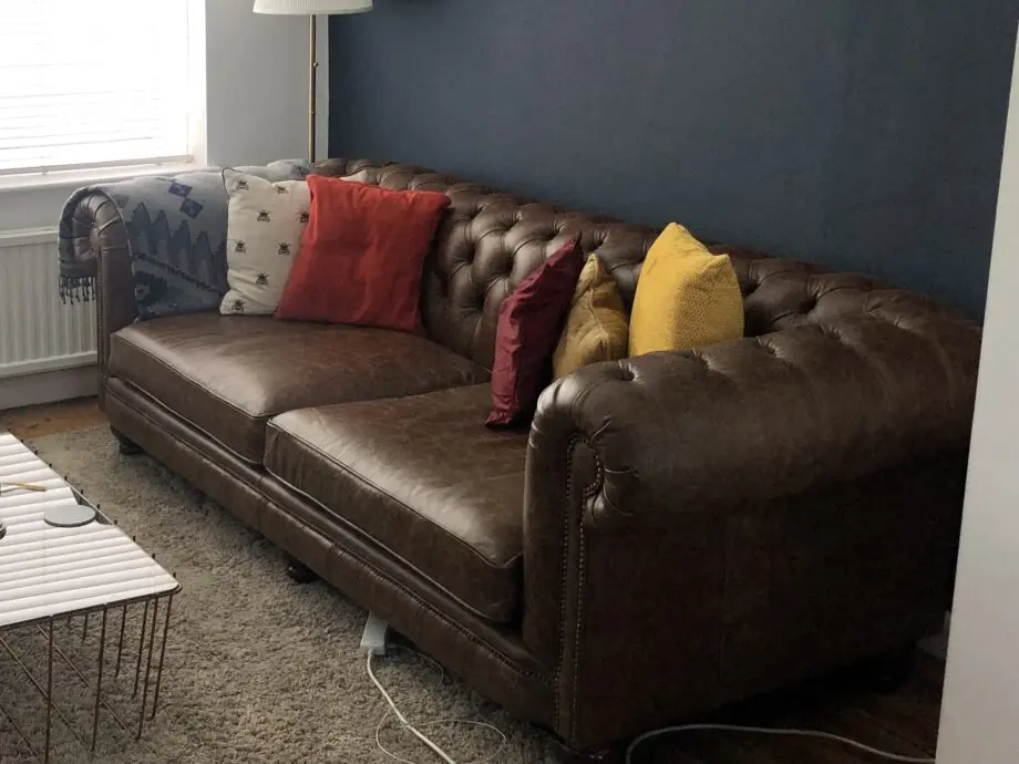 Distinctive Chesterfield Handmade Brown Leather 3 seater