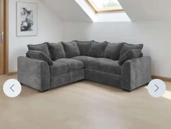 Brand New Honeypot Grey Corner Sofa and Footstool