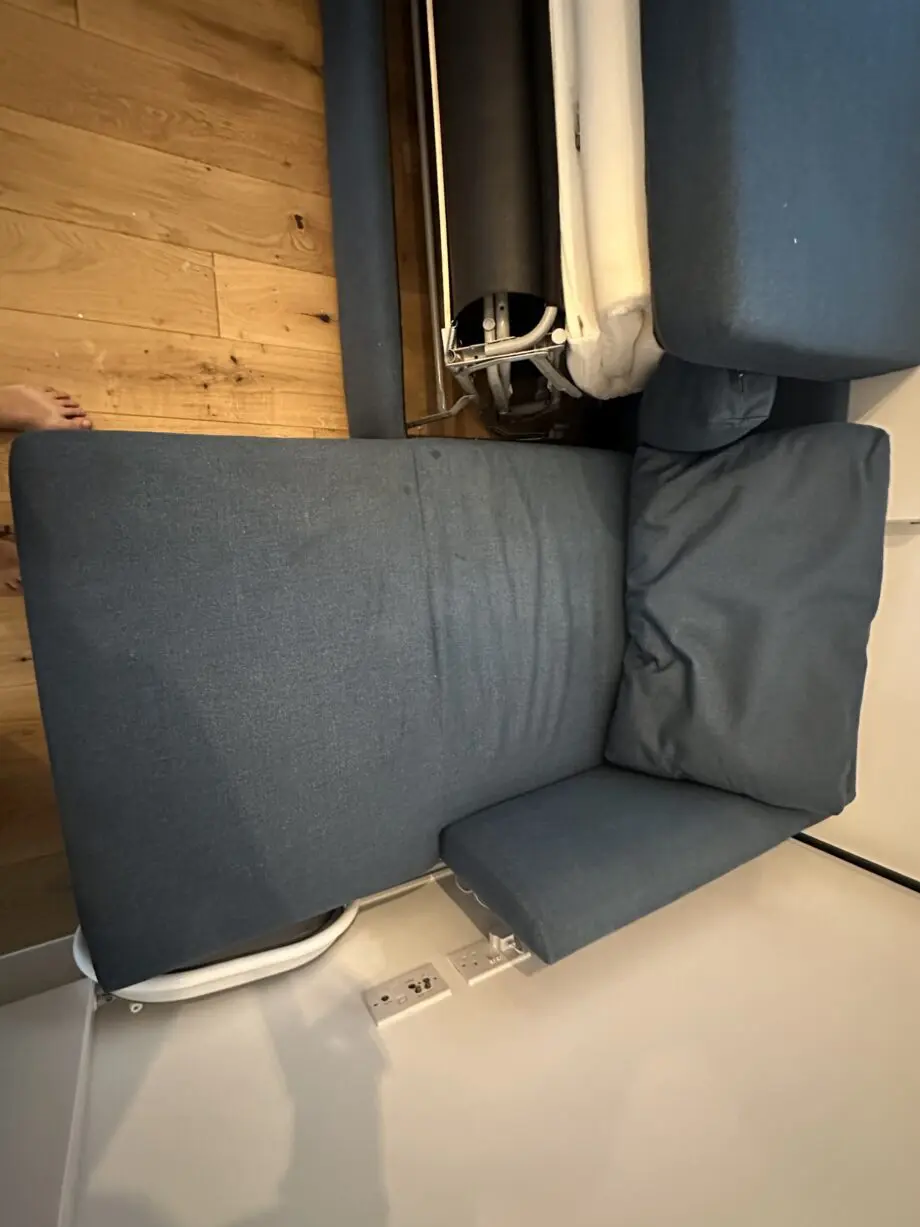 Dark blue Made 3 seater sofa bed with storage chaise