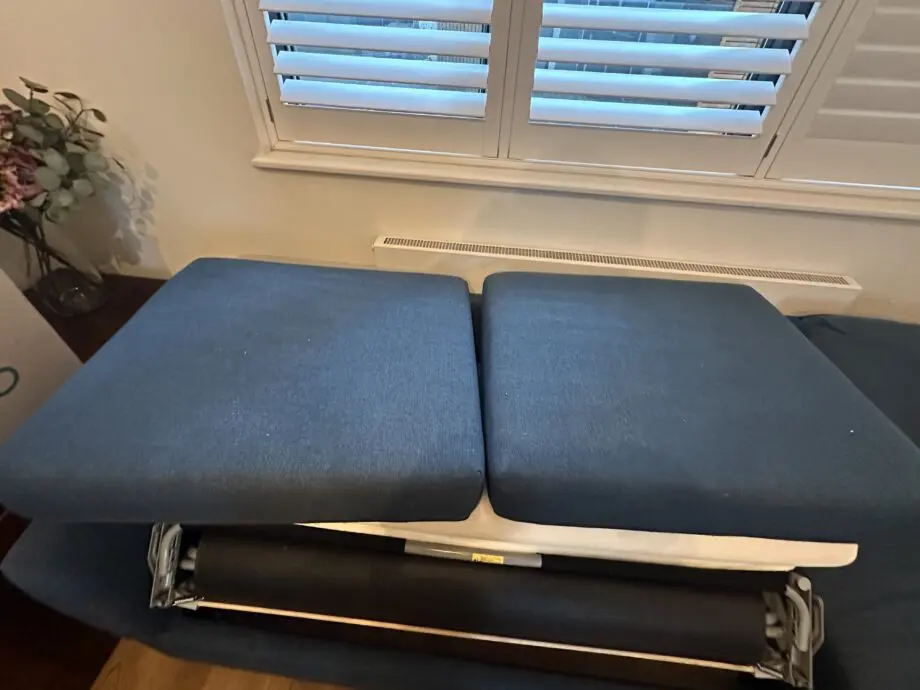 Dark blue Made 3 seater sofa bed with storage chaise