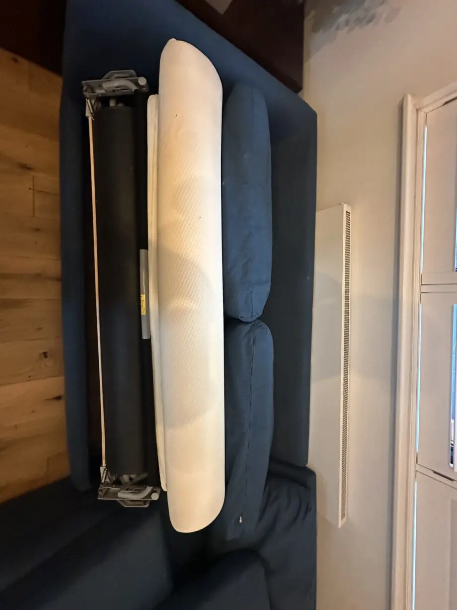 Dark blue Made 3 seater sofa bed with storage chaise