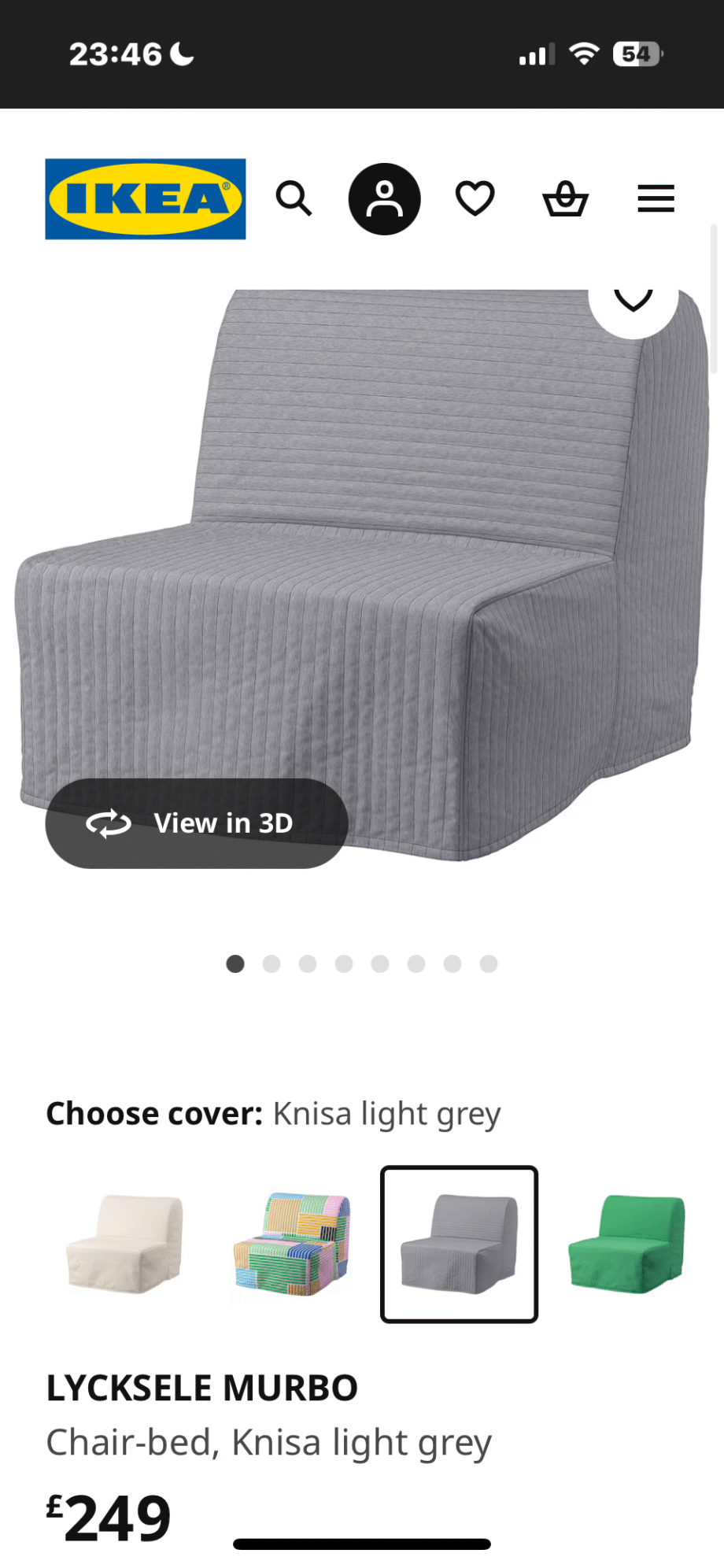 Grey Ikea Single Sofa bed