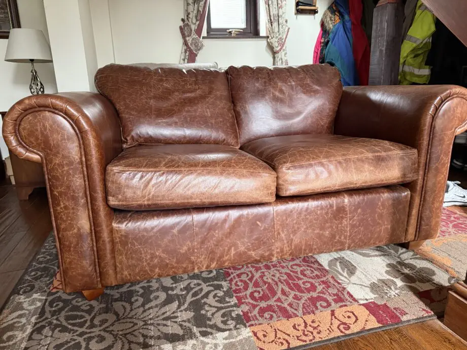 Next Natural Grain Antique leather 2 seater sofa