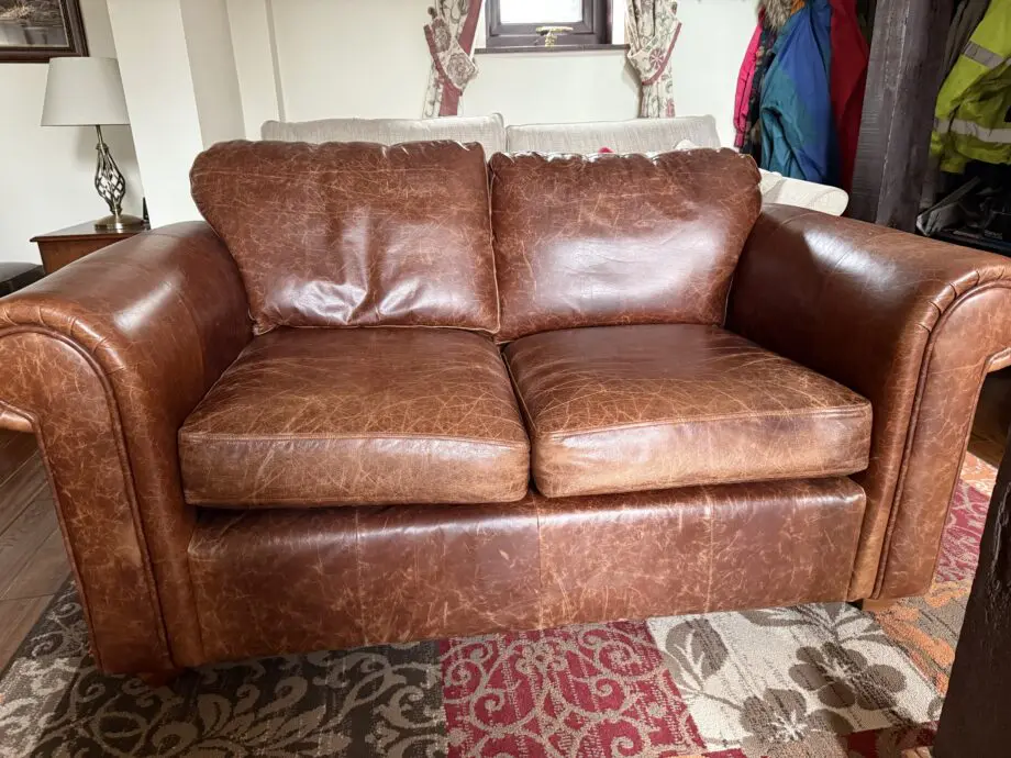 Next Natural Grain Antique leather 2 seater sofa