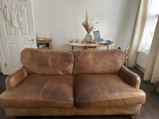 DFS tan leather 3 seater