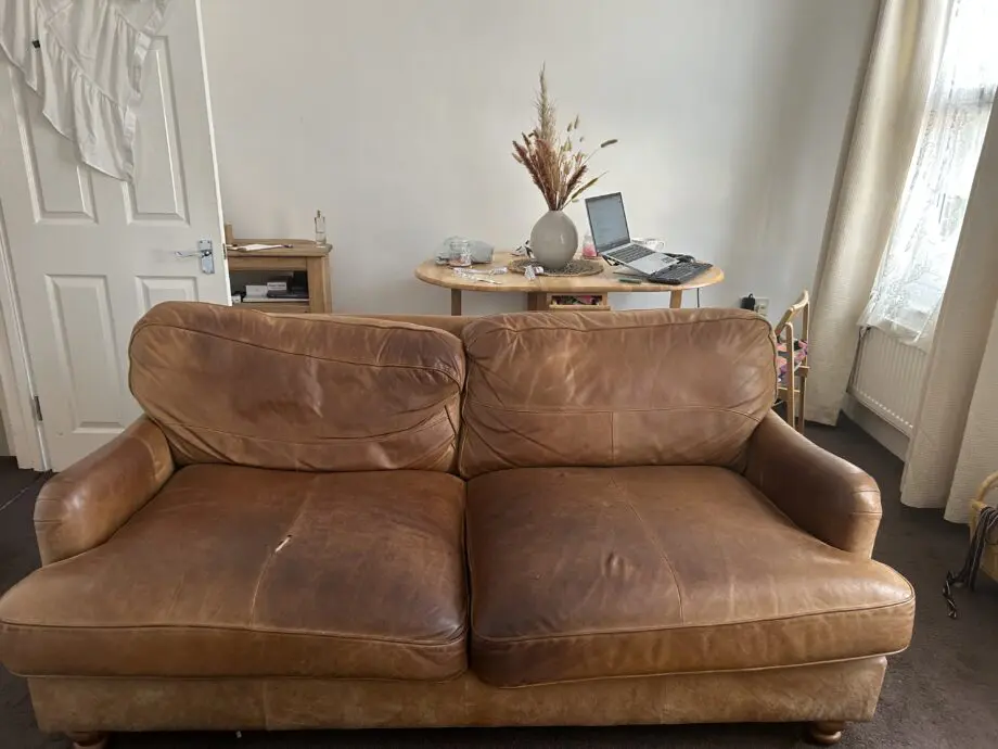 DFS tan leather 3 seater