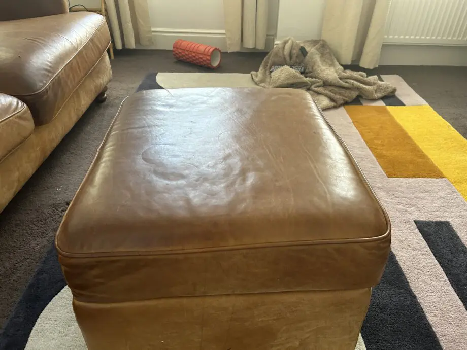 DFS tan leather 3 seater