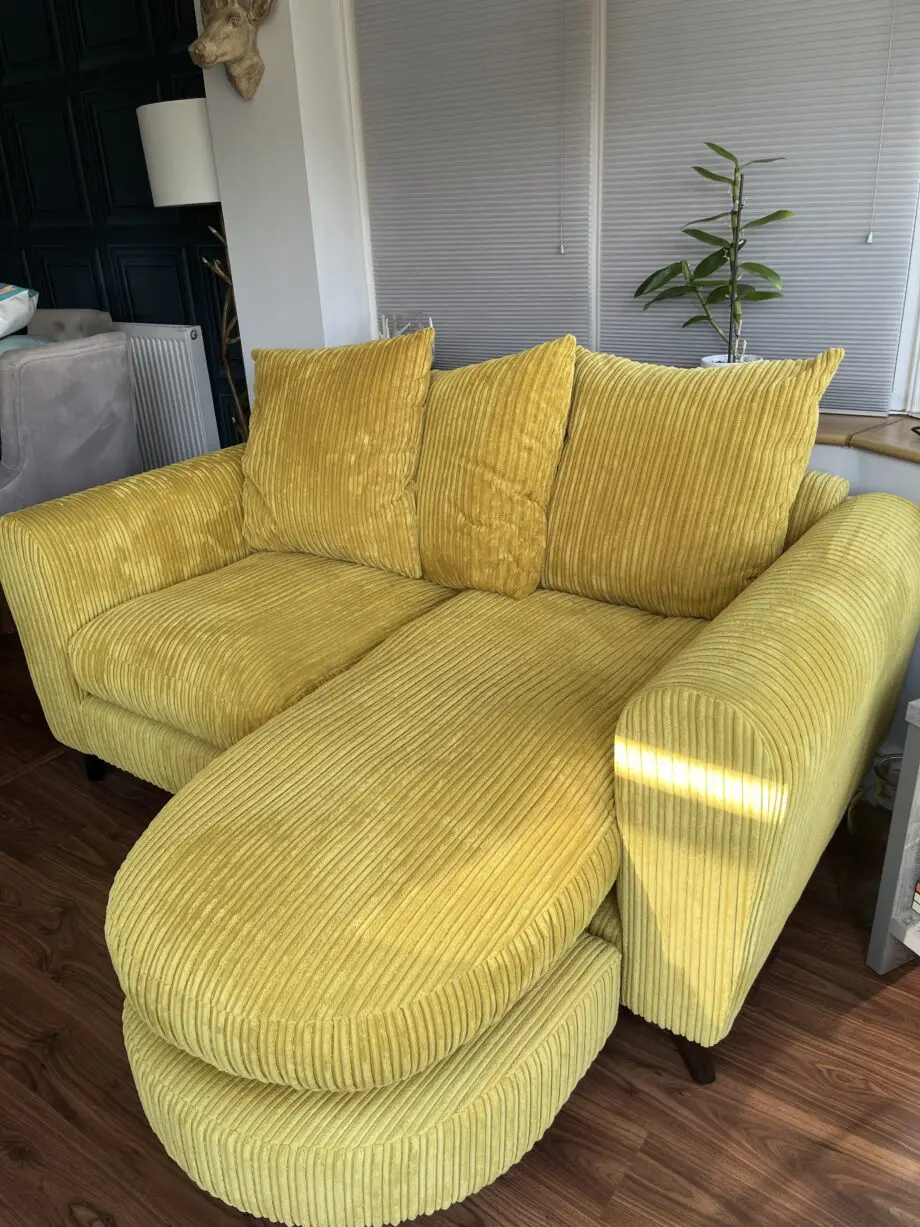 DFS cord 2 seater sofa with movable chaise plus’s storage footstool