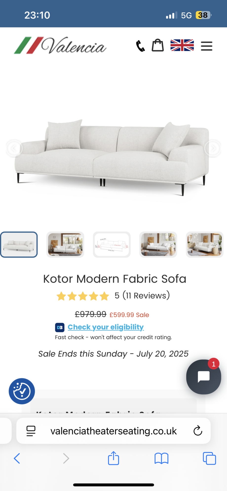 Valencia Theatre Kotor Modern Fabric Sofa (Beige)