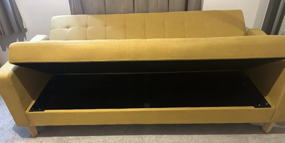 Harlow Flatweave Storage Double Sofa Bed yellow