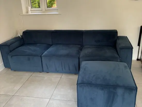 Swyft Teal Velvet Model 03 3-Seater Sofa with Ottoman