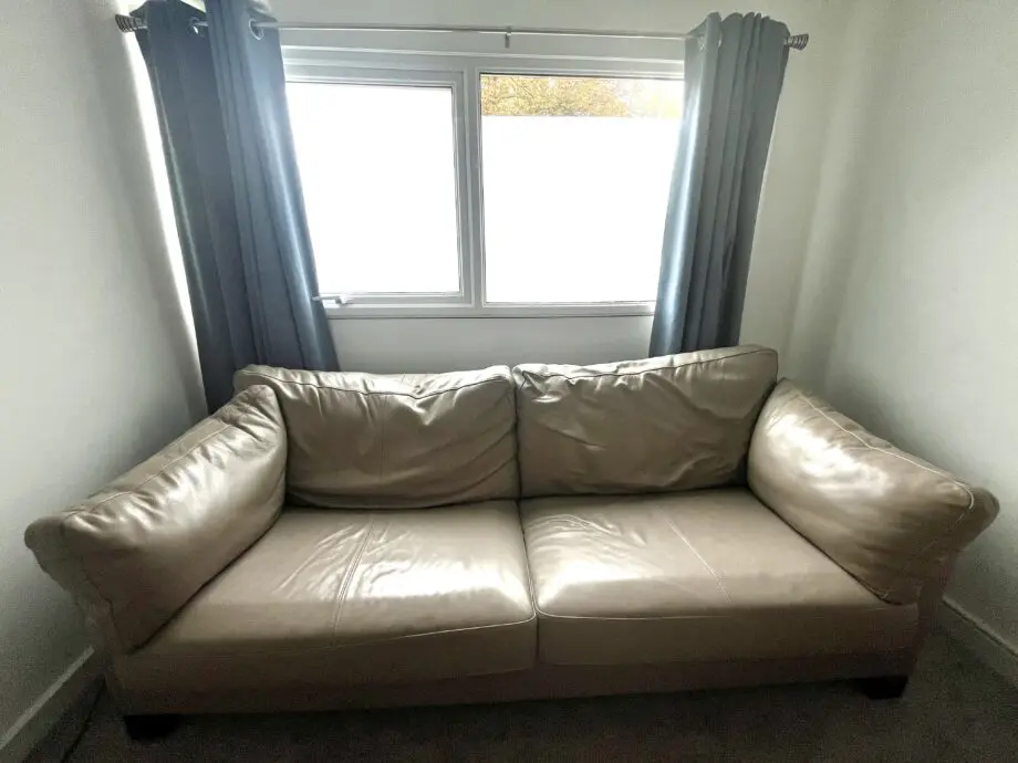 John Lewis beige genuine leather sofa