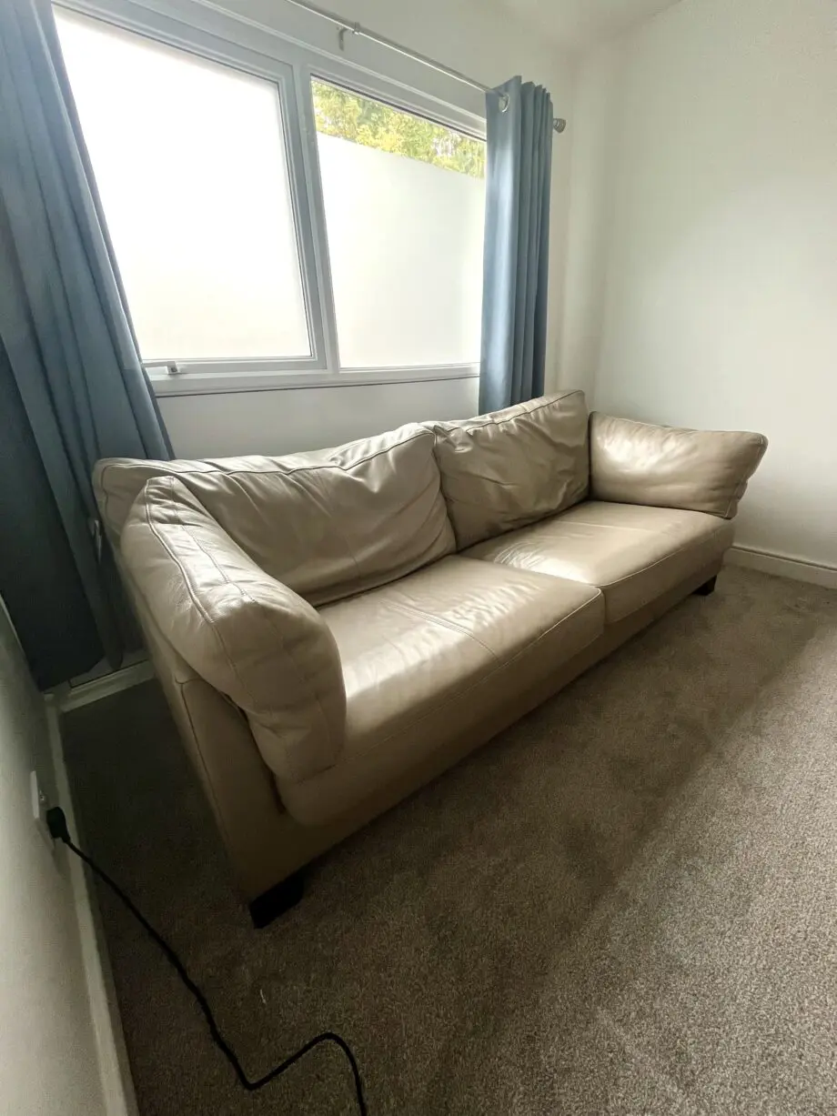 John Lewis beige genuine leather sofa