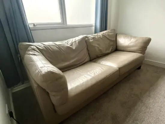 John Lewis beige genuine leather sofa