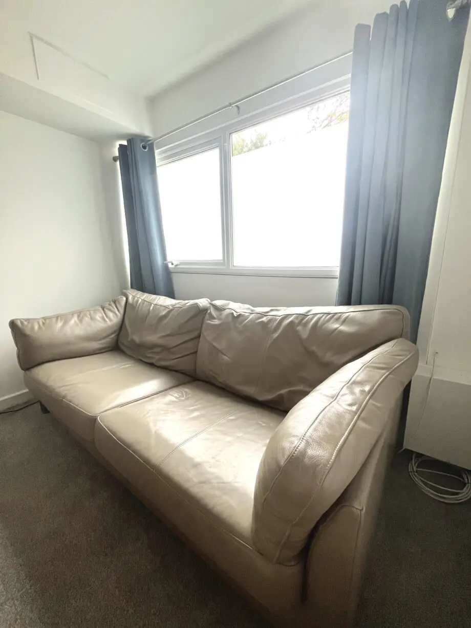 John Lewis beige genuine leather sofa