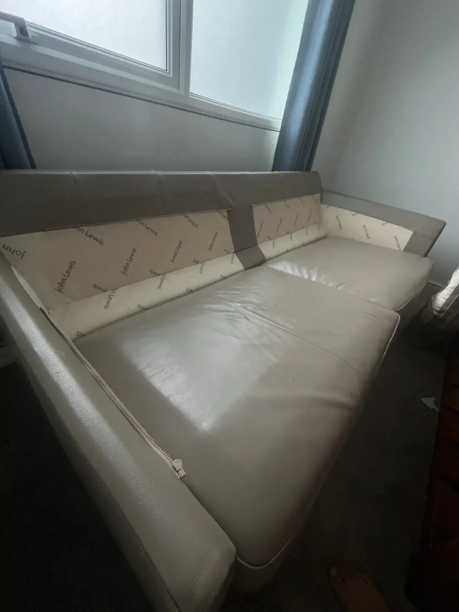 John Lewis beige genuine leather sofa