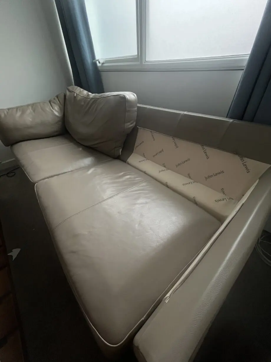 John Lewis beige genuine leather sofa