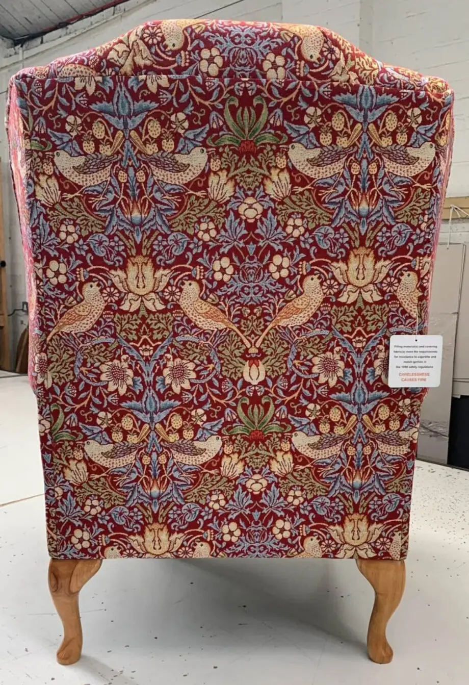 Fireside Wing Chair - William Morris “Strawberry Thief” fabric