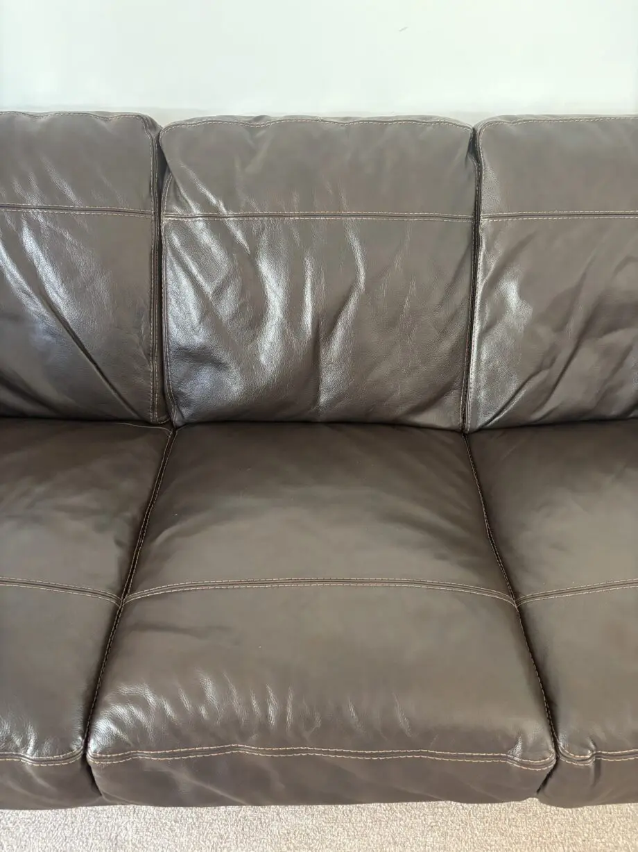 Brown leather 3 seater & armchair sofa