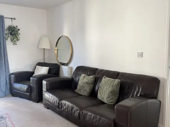 Brown leather 3 seater & armchair sofa