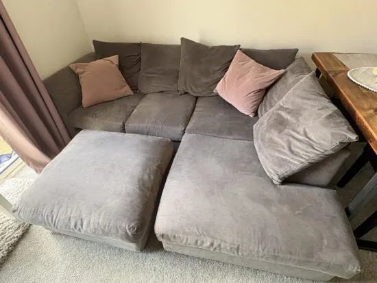 Right corner sofa with pouffe