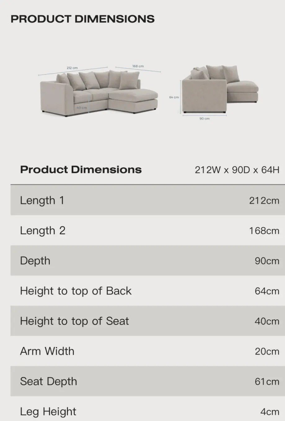 Right corner sofa with pouffe