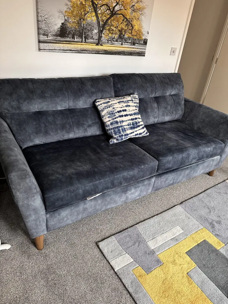 DFS French Connection Studio, Ocean Blue, 3 seater power recliner sofa
