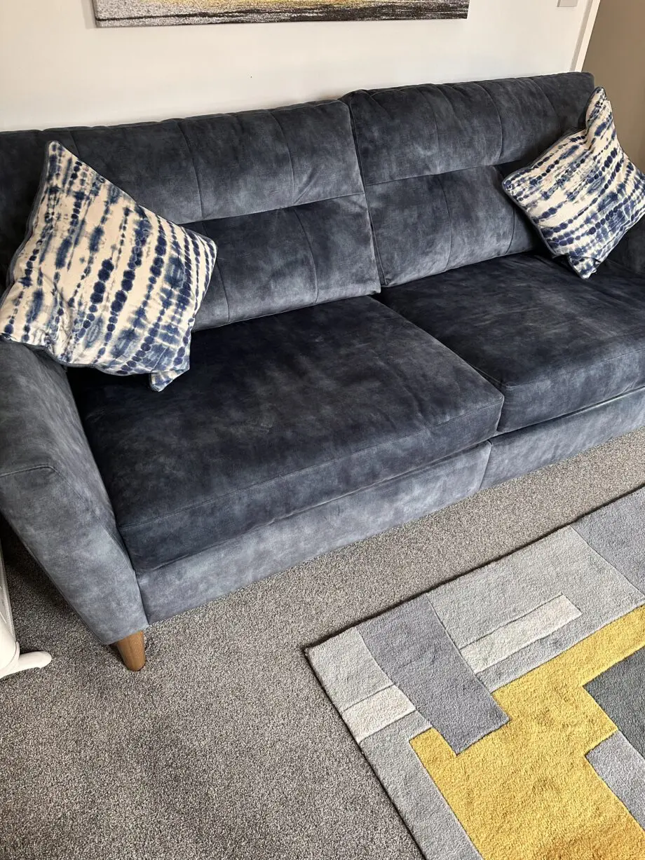 DFS French Connection Studio, Ocean Blue, 3 seater power recliner sofa