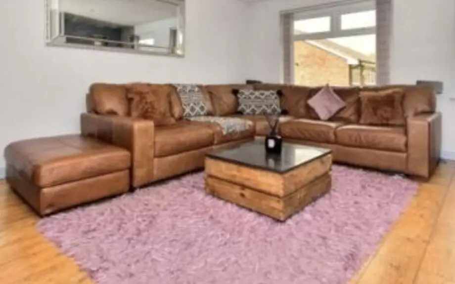Barker and stone house brown leather corner sofa